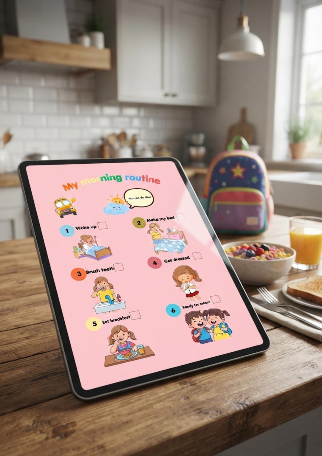 Kids Morning Routine Chart Printable, Daily Routine Checklist ...