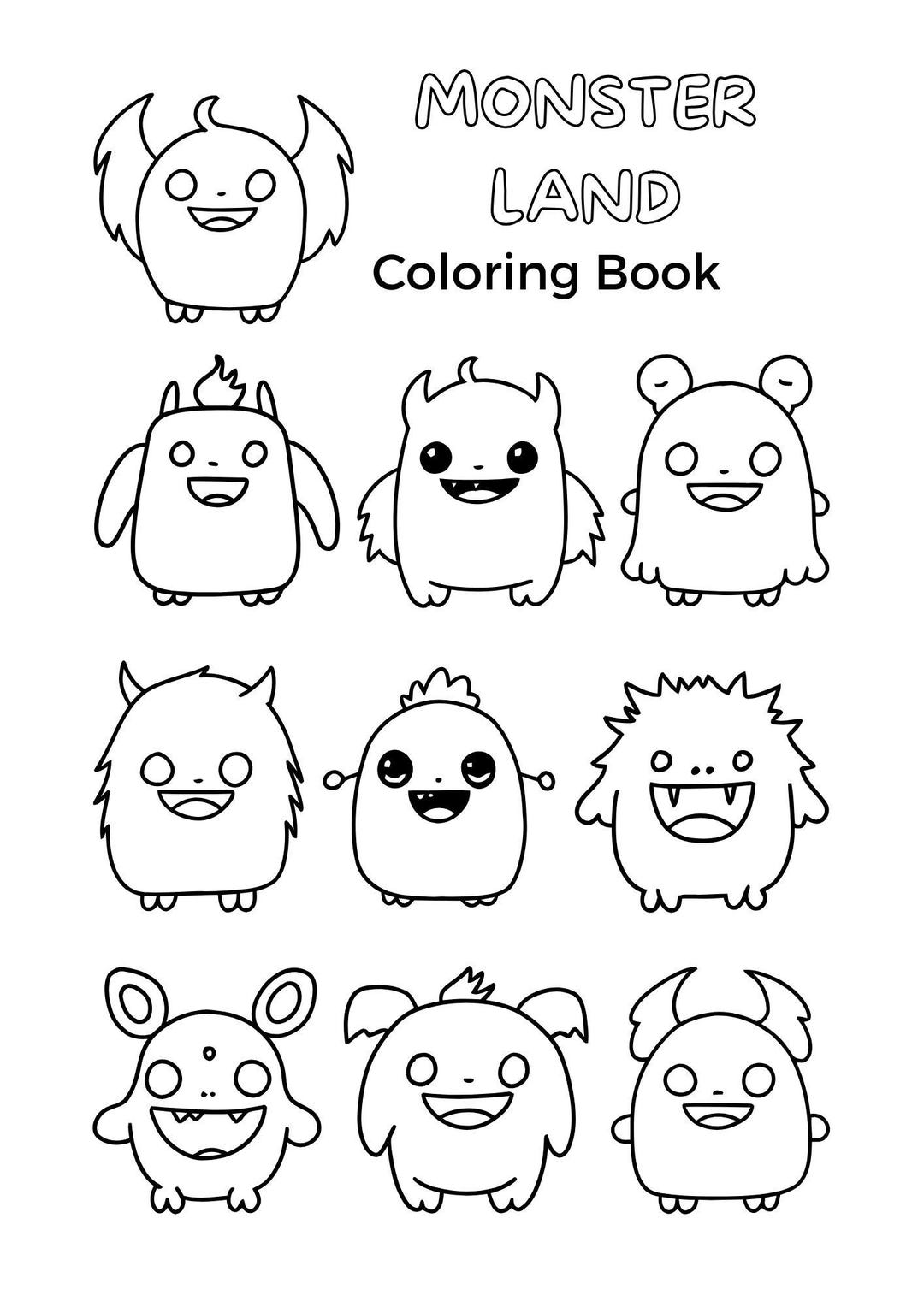 Monster Land Coloring Book | Fun Monster Pages for Kids - Etsy