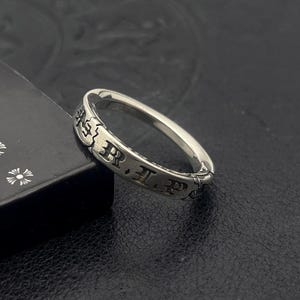 CH zilveren vintage RIP-grafsteenring bezaaid met diamanten, gotisch ontwerp, chroomstijl, ringen voor koppels