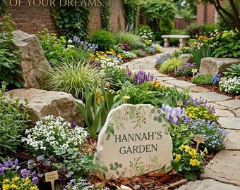Personalized Family Name Garden Stone, Custom Standing Memorial Plaque, Laurel Design Outdoor Decor, Anniversary Milestone Stone