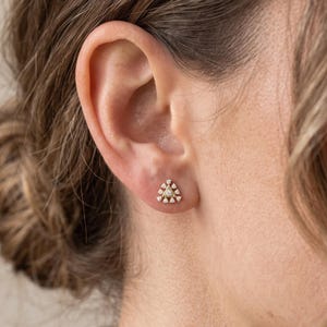 14K Gold Geometric Stud Earrings, Sparkly CZ Triangle Earrings, Art Deco Trillion Studs, Bridesmaid Jewelry, Everyday Minimalist Studs