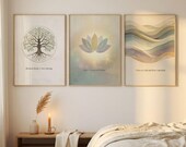 Healing Journey Gallery Wall Set | 3 Spiritual Affirmation Prints | Sage Green Bedroom Decor | Digital Download