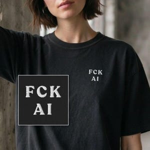FCK Ai Embroidered Shirt | Minimalist Anti AI Comfort Colors Tee | Stop Chat Bots