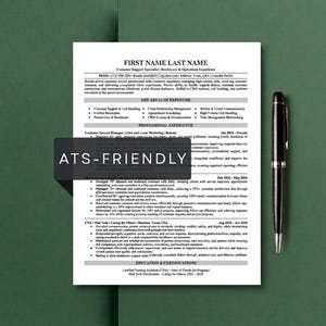 ATS Friendly Resume Template Word, Google Docs and Pages | Modern Professional Resume CV Template, Minimalist Clean Layout, Cover Letter