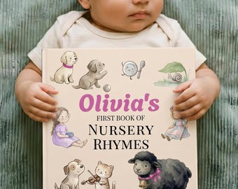 Personalized Nursery Rhymes Book, First Birthday Gift for Niece, Custom Baby Name Storybook, Baby Shower Gift for Girl or Boy, Baby Keepsake