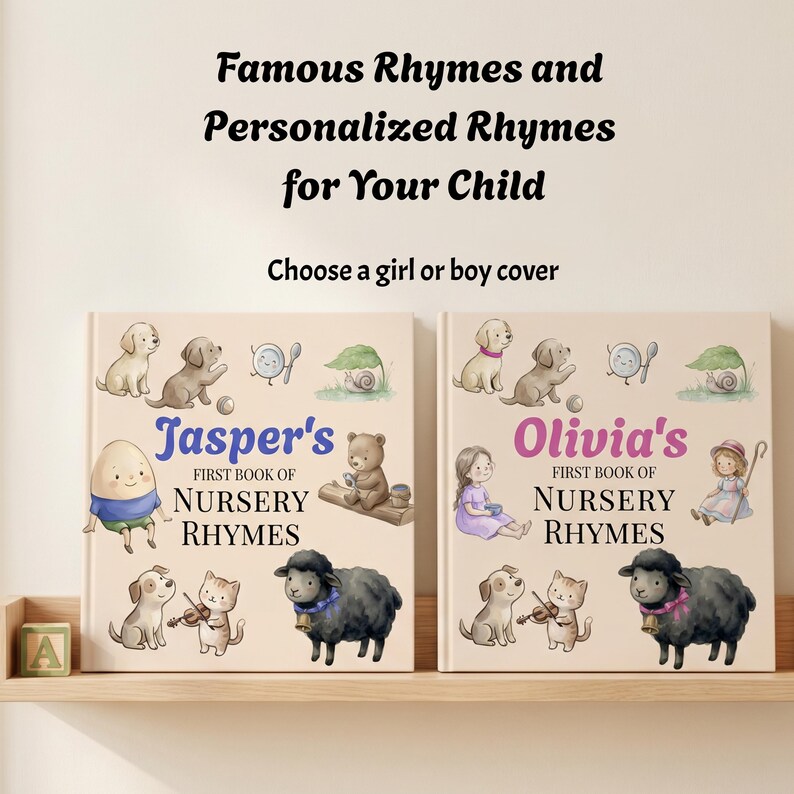 Personalized Nursery Rhymes Book, Baby Shower Gift for Boy or Girl ...