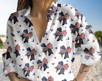 America 250th Anniversary Shirt, Patriotic Linen Top, 1776 Independence Day Blouse, American Flag Freedom Shirt