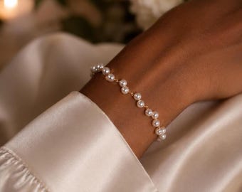 Irregular Pearl Bead Bracelet, Fish Line Freshwater Pearl Jewelry, Wedding Bridesmaid Jewelry, Maid of Honor Gift, Bridal Wedding Jewelry