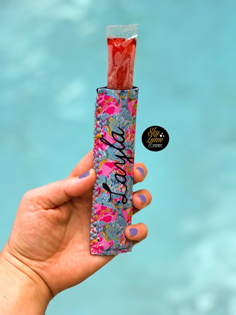 Ice Pop Holder Flamingo Summer Watercolor Print Personalized Monogram