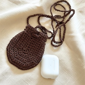 Easy Mini Crochet Pouch Pattern, Tiny Treasure Micro Bag PDF, Earbuds Case Bag Charm