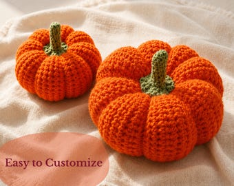 Easy Crochet Pumpkin Pattern PDF, Beginner Fall Decor, Easy Autumn Pumpkin, Customize Any Size, Rustic Farmhouse Decor, DIY Gift