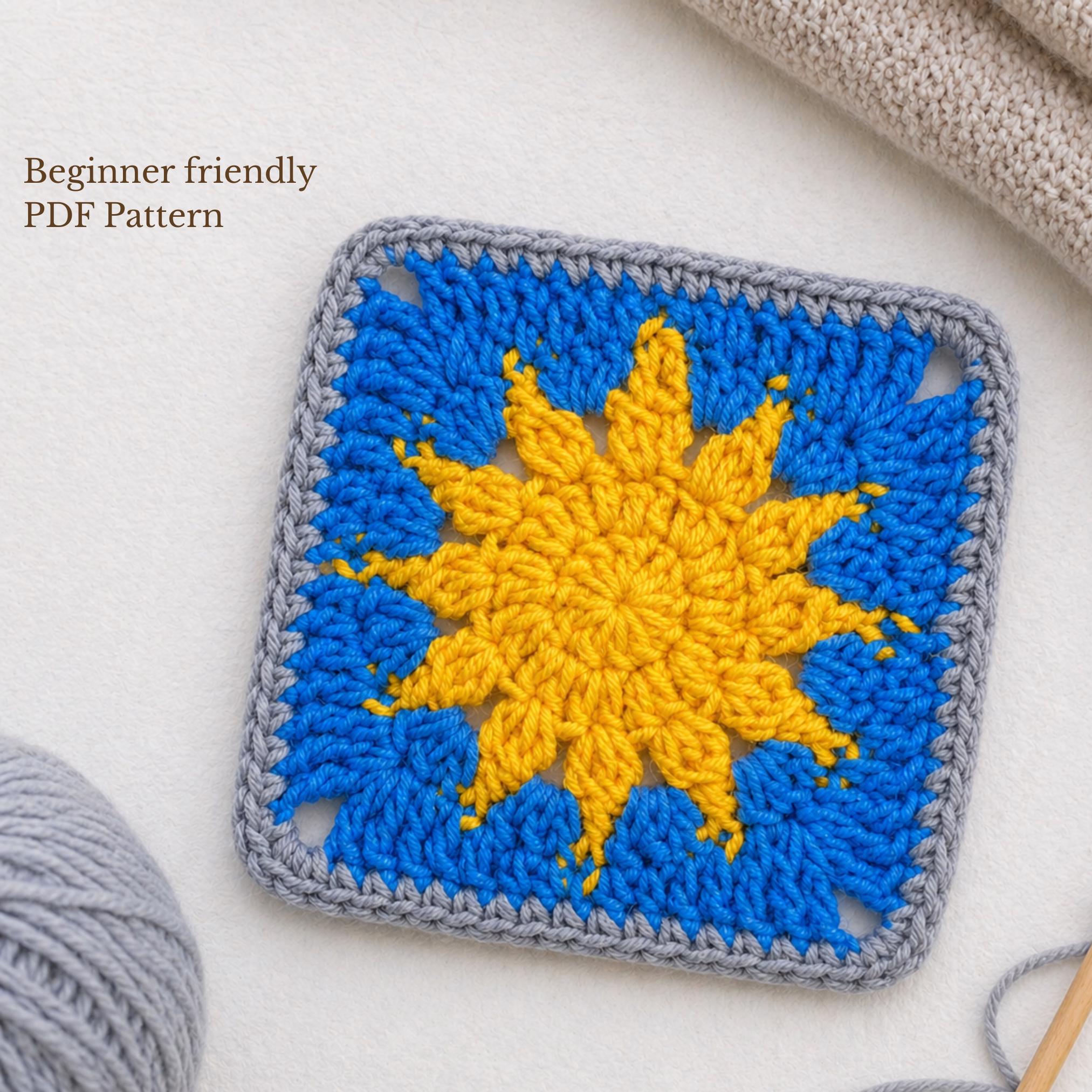 Celestial Sun Granny Square Pattern
