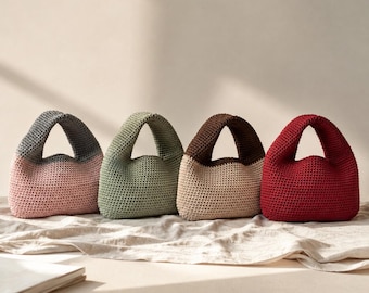 Crochet Bag Pattern PDF, Modern Integrated Handle Handbag, Luna Loop Bag