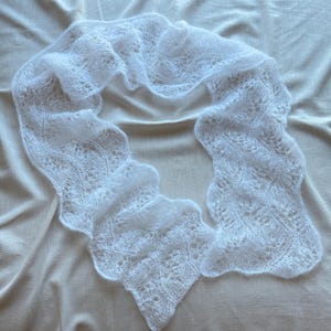 Mohair Lace Scarf Knitting Pattern PDF, Confident Beginner Knit Scarf, Lightweight Bridal Shawl, Elegant Knit Wrap, Digital Download