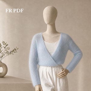 Patron Tricot Cardigan Mohair PDF, Cache-Cœur Femme, Gilet Léger, Boléro Ballerine, Tutoriel Français XS-XL