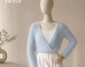 Patron Tricot Cardigan Mohair PDF, Cache-Cœur Femme, Gilet Léger, Boléro Ballerine, Tutoriel Français XS-XL