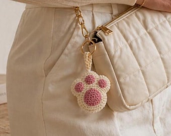 Patrón de llavero de pata de ganchillo en PDF, dije de pata de gato, patrón de ganchillo fácil para principiantes, adorno para bolso, idea de regalo, lindo llavero hecho por ti mismo