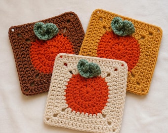 Pumpkin Granny Square Crochet Pattern PDF | Fall Afghan Square | Autumn Decor