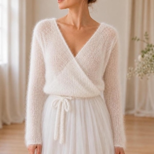 Mohair Wrap Cardigan Knitting Pattern, Bridal Cover Up PDF, Soft Balletcore Wrap Sweater, Lightweight Mohair Shrug, Everyday Layer Cardigan