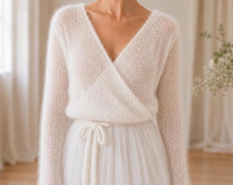 Mohair Wrap Cardigan Knitting Pattern, Bridal Cover Up PDF, Soft Balletcore Wrap Sweater, Lightweight Mohair Shrug, Everyday Layer Cardigan