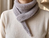 Minimal Cashmere Tie Scarf Knitting Pattern PDF, Skinny Knit Scarf Pattern, Neck Scarf, I-Cord Edge, Gift for Her