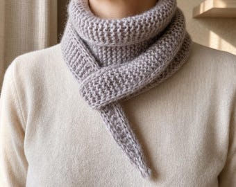 Modèle de tricot écharpe cravate en cachemire minimal PDF, motif écharpe en maille fine, foulard, bord I-cord, cadeau pour elle