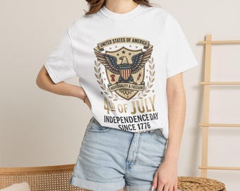 Camiseta vintage del 4 de julio, camiseta retro del Día de la Independencia, camiseta patriótica del águila americana, ropa con estética estadounidense, regalo de la libertad y la unidad de 1776
