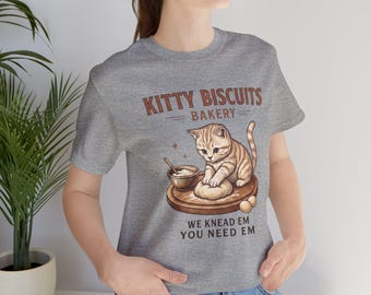 Camiseta divertida para amantes de gatos, camiseta com estampa de biscoitos para gatinhos, camiseta fofa de gato assando, presente de aniversário para mãe de gato, roupa para apaixonada por gatos, camiseta moderna com estampa de gato