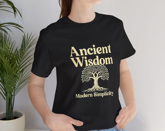 Camiseta "Sabiduría Ancestral: Sencillez Moderna" - Camiseta Minimalista Espiritual - Regalo para Amantes de la Naturaleza - Ropa Boho para la Atención Plena