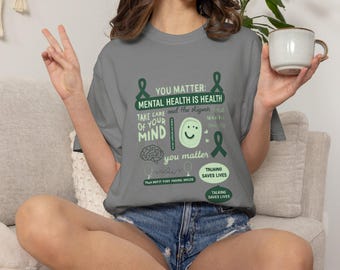 La salud mental importa. Tú importas. Camiseta de apoyo y concienciación. Difunde la amabilidad. Cuida tu mente / Camiseta de concienciación sobre la salud mental.