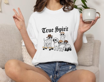 True Spirit Dog Squad: Retro Cool Dogs with Sunglasses  Hats | Skateboard, Roller Skates  Chill Vibes Graphic Tee for Dog Lovers