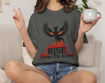 SVG de Phoenix Rising, Vector Rise From The Ashes, Archivo de corte de águila motivacional, Diseño de logotipo de gimnasio, PNG de espíritu de resiliencia