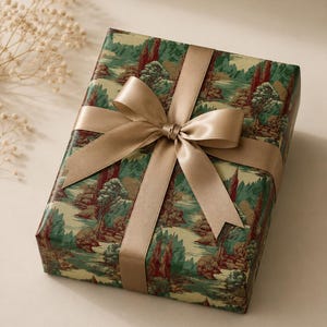 Tapestry Wrapping Paper, Vintage Italian Countryside Gift Wrap, Textile Inspired Luxury Paper - Cypress Passage