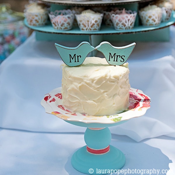 Mr and Mrs Love Bird cake topper, custom, love birds, party favor, shower favors, wedding, home decor, spring decor