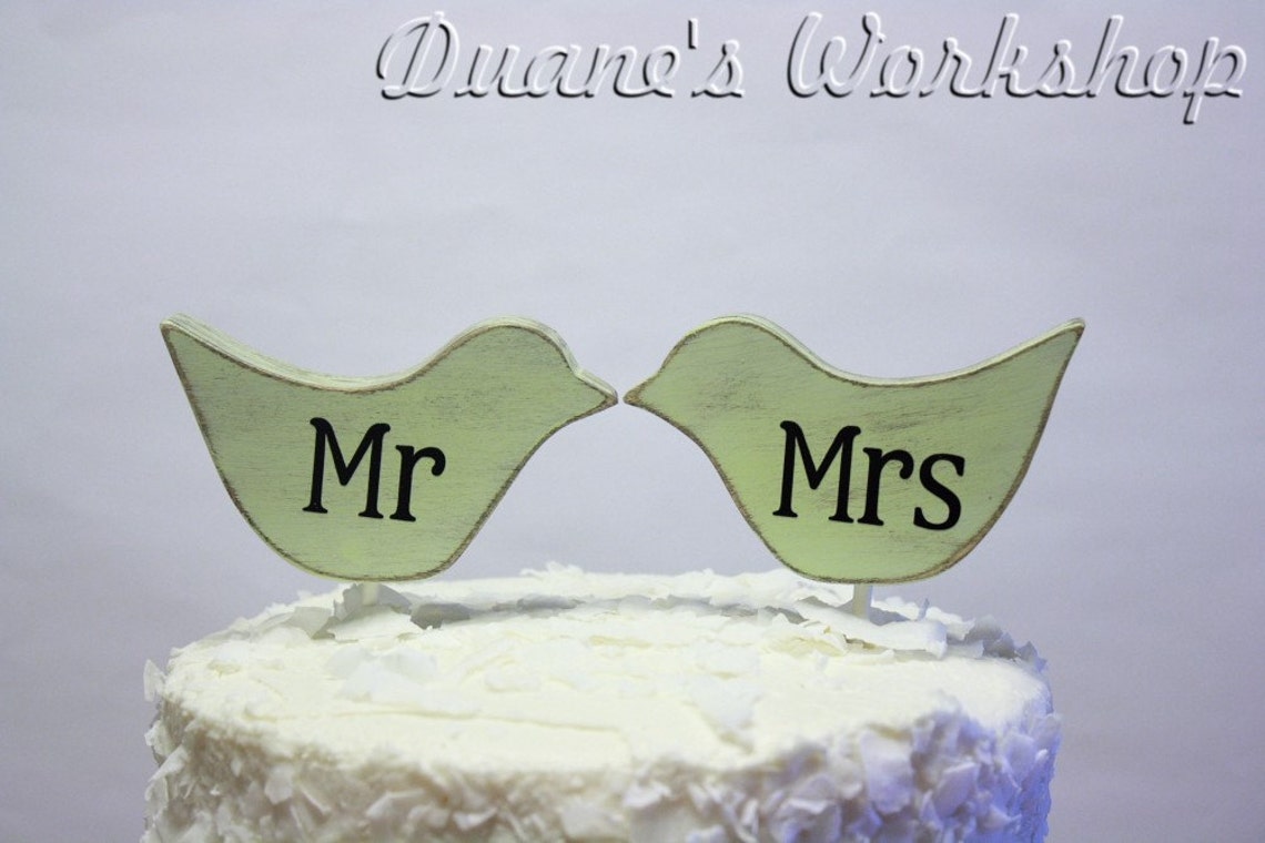 Mr and Mrs Love Bird Cake Topper Custom Love Birds Party Etsy