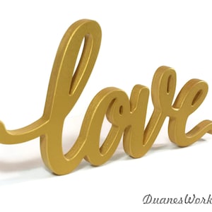 love sign wedding decor script love sign elegant love sign sweetheart table gold love sign home decor wooden wood sign rustic wooden sign image 3