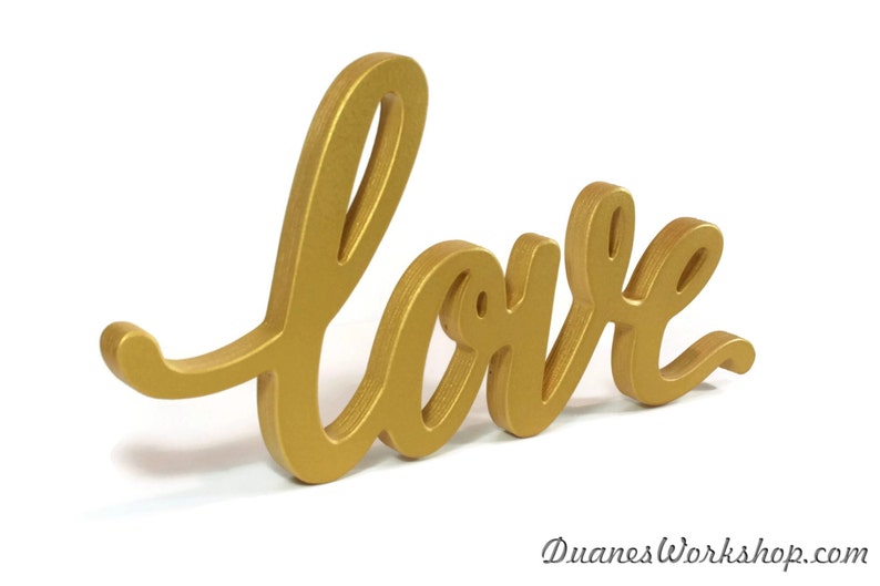 love sign wedding decor script love sign elegant love sign sweetheart table gold love sign home decor wooden wood sign rustic wooden sign image 3