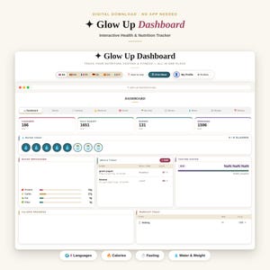 Interactive Health Tracker Dashboard | Calorie, Fasting, Workout Log (Digital Download)