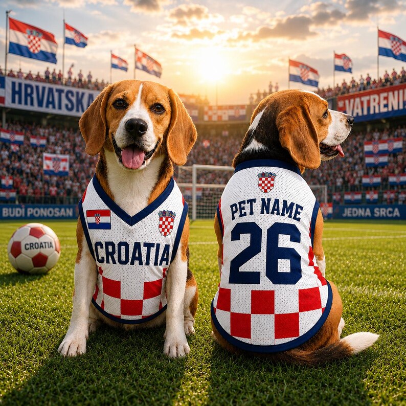 Custom Croatia Baby Bodysuit & Pet Soccer Jersey with Name Number, Croat Pride Game Day Outfit, Personalized Pet Mesh Soccer, Croatia Jersey image 4