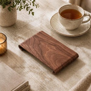 Bandeja de té de madera de nogal, expositor rectangular minimalista, plato de servir resistente al calor.