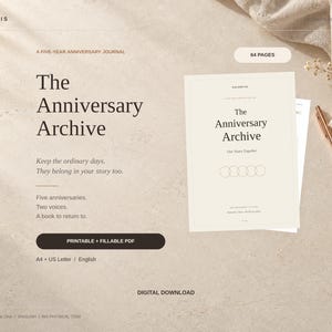 Anniversary Journal for Couples: Five-Year Keepsake, 64-Page Printable and Fillable PDF