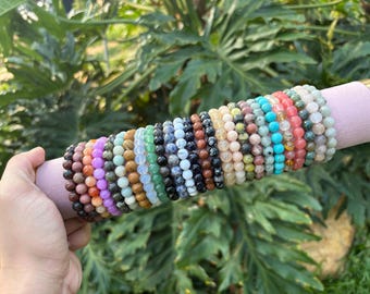 Handmade Crystal Bead Bracelet Natural Gemstone Jewelry Simple Elastic Bracelet Gift for Her Him Daily Wear Accessory