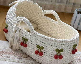 Crochet Hooded Moses Basket Pattern—Baby Crib | 9mm Braided Cotton Cord Tutorial | Video + Written Instructions