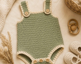 Crochet Baby Romper Pattern PDF - Easy Infant Overalls, Newborn to 12M, Beginner Friendly, Instant Download