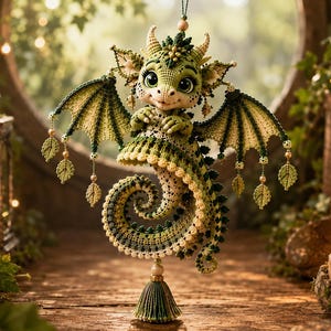 Virkad vindspinnare i PDF-mönster för drake, Amigurumi Ombré spiralformad svanshängare, 24–26 tum, avancerad nybörjare