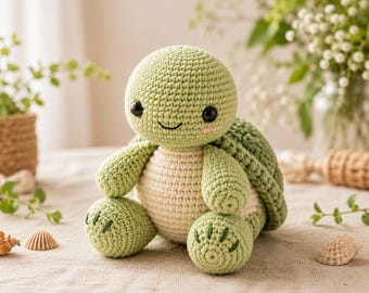 Crochet Turtle Pattern Amigurumi PDF, Beginner-Friendly Baby Turtle Plush DIY, Instant Download Pattern
