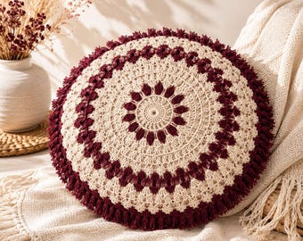 Classic Round Crochet Cushion Cover Pattern PDF, Easy Round Pillow Cover, Home Decor, Beginner, Instant Download