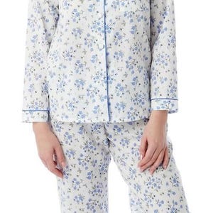 Women's Floral Pajama Set Cotton Rich Ladies Nightwear Button Up PJs Long Sleeve Sleepwear Soft Lightweight Lounge wear UK