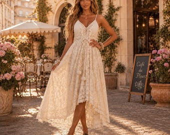 Vintage Spitze Maxi Kleid, Sommer Boho Sommerkleid, Ärmelloses Quaste Strandkleid, Fließende Stickerei Langes Kleid, Boho Damenbekleidung 2026