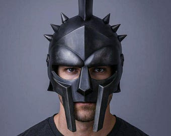 Black Edition Maximus Gladiator Helmet Inspired by Russell Crowe | Roman Gladiator Cosplay Helmet